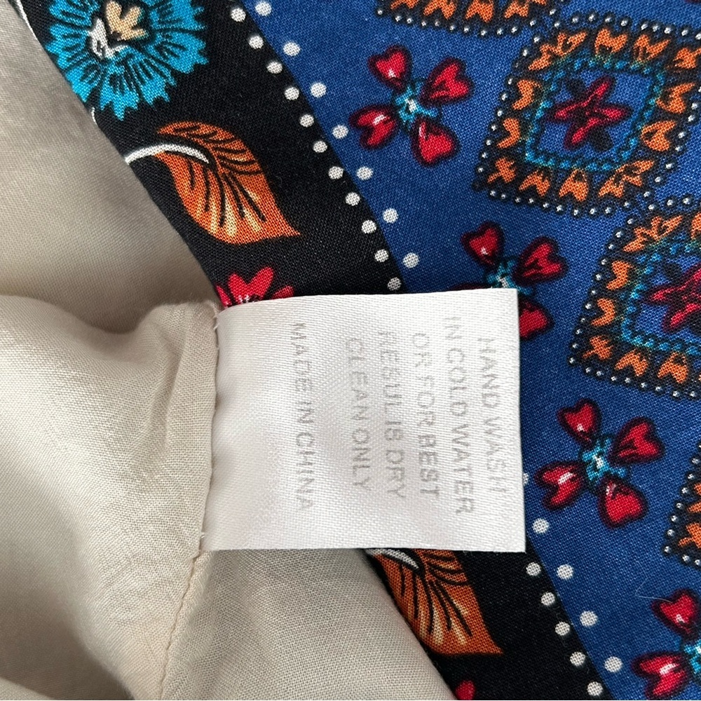 Solemio Cream and Blue Boho Mini Dress - Picture 12 of 13